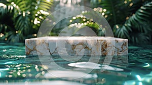 Hot Tub Surrounded by Palm Leaves