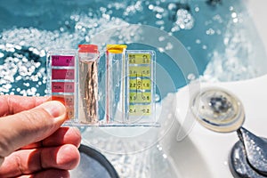 Hot Tub Water Quality Check by Using Chemical Testing Kit