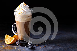 Hot viennese coffee with whipped cream photo