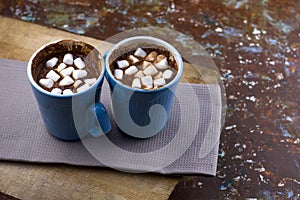 hot warming chocolate with marshmallows