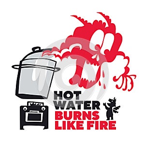 Hot water burn prevention poster.