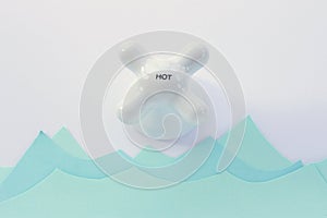 Hot water concept with faucet and waves