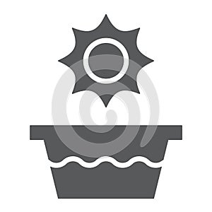 Hot water glyph icon, temperature and wash, basin sign, vector graphics, a solid pattern on a white background.