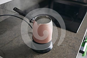 hot water in a jar on table