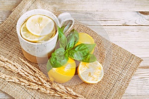Hot Water with lemon and basil