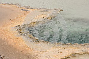 Hot Water Pool Detail In Lower Geyser Basin At Yellowstone National Park