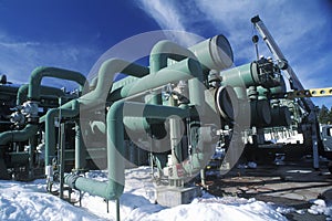 Hot water to electric power at the Geothermal Power Plant at Mammoth-Pacific, CA