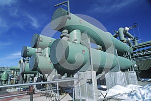 Hot water to electric power at the Geothermal Power Plant at Mammoth-Pacific, CA