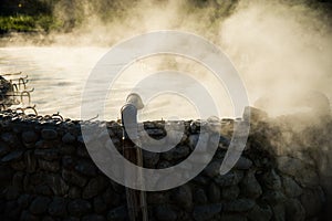 Hot water from underground at Sankamphaeng hot spring