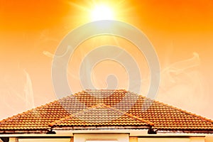 Hot weather in summer overheat home roof from sun burn