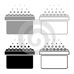 Hot whirlpool Spa Bathtub with foam bubbles Bath Relax bathroom Bath spa icon set black color vector illustration flat style image