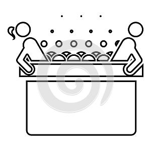 Hot whirlpool with woman and man Spa Bathtub with foam bubbles Bath Relax bathroom Bath spa icon black color outline vector