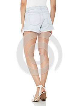 Hot White Faded Destroyed Denim Mini Shorts photo