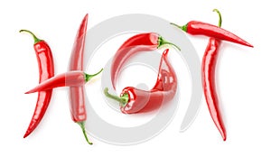 `Hot` word made with peppers