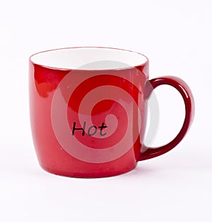 Hot word written on a red cup