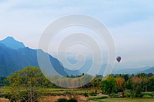 Hotair balloon on the sky