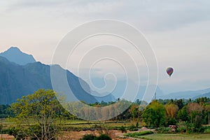 Hotair balloon on the sky