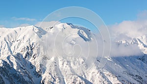 Hotaka mountain landscape at shinhotaka, Japan Alps in winter