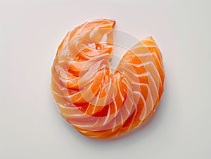 Hotate Sushi Roll and salmon and otoro sashimi with a white backdrop. Sushi with salmon and cucumber on a plate.?