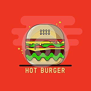 Hot burger double cheese in vector eps photo