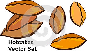 Hotcakes Vector Set - Cartoon illustration of pies, traditional pastry photo