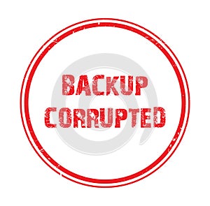 backup corrupted stamp on white