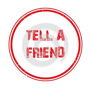 tell a friend stamp on white
