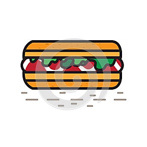 hotdog bun sandwich. Vector illustration decorative design