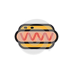 Hotdog bun sandwich. Vector illustration decorative design