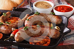 Hotdog Cooking: Grilled sausages, vegetables and buns