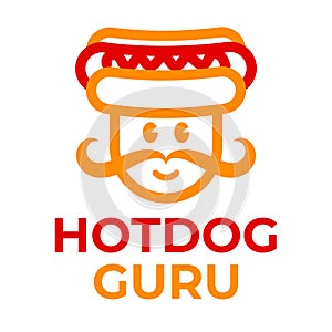 hotdog guru flat minimalist logo design photo