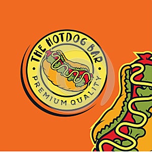 HotDog Logo Designs Emblem Template Illustration, Fast Food Logo Icon Design