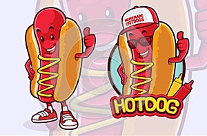 Hotdog mascot character design for Fast food vendor