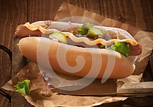 Hotdog with mustard photo
