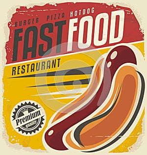 Hotdog retro poster design photo