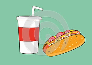 Hotdog sausage with cola drink