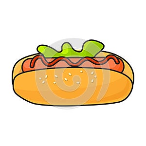 Hotdog vector icon.Color vector icon isolated on white background hotdog