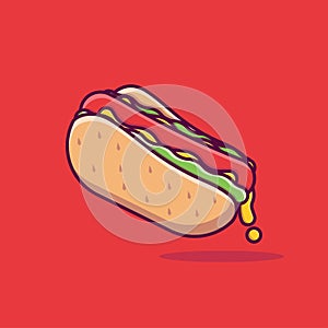 Hotdog Vector Icon Illustration. Fast Food Collection. food Cartoon Style Suitable for Web Landing Page, Banner, Sticker,