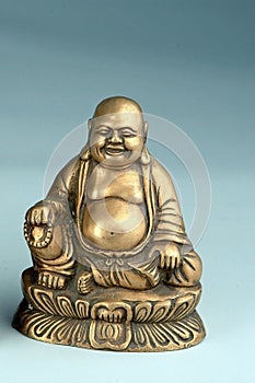 Hotei Laughing Buddha brass statue