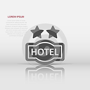 Hotel 2 stars sign icon in flat style. Inn vector illustration on white isolated background. Hostel room information business