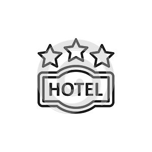 Hotel 3 stars sign icon in flat style. Inn vector illustration on white isolated background. Hostel room information business