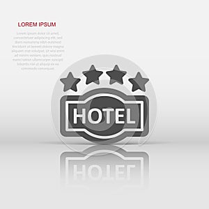 Hotel 4 stars sign icon in flat style. Inn vector illustration on white isolated background. Hostel room information business