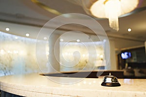 Hotel accommodation call bell on reception desk