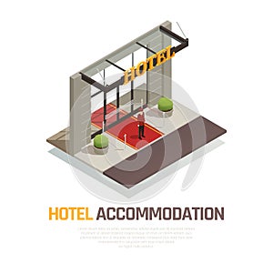 Hotel Accommodation Isometric Composition