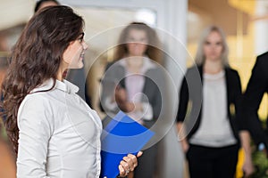 Hotel Administrator Welcome Business People In Lobby, Mix Race Businesspeople Group Guests Arrive