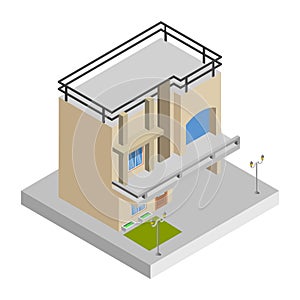 Hotel, Apartment Building - Isometric 3D illustration.