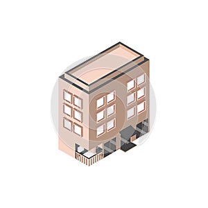 Hotel apartments building isometric style