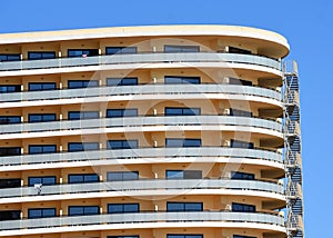 Hotel balconies pattern - and blue sky