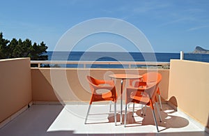 Hotel balcony with beautiful sea view