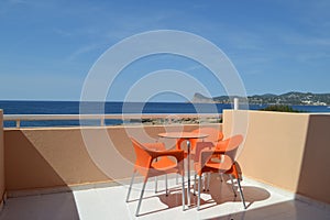 Hotel balcony with sea view